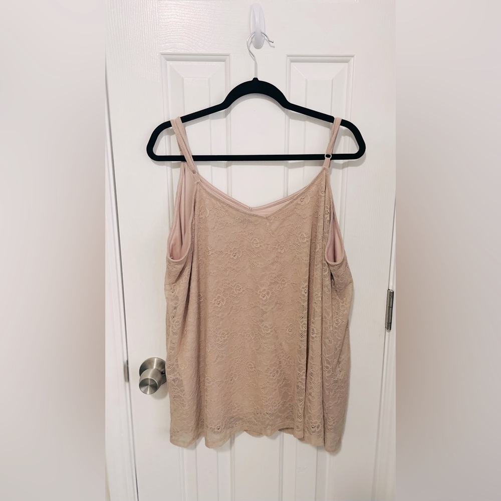 Torrid, light pink, Lacey layered, tank top, size 3